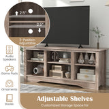 TV Stand for up to 65" Flat Screen TVs with Adjustable Shelves for 18" Electric Fireplace (Not Included)-Gray