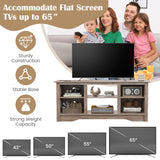 TV Stand for up to 65" Flat Screen TVs with Adjustable Shelves for 18" Electric Fireplace (Not Included)-Gray