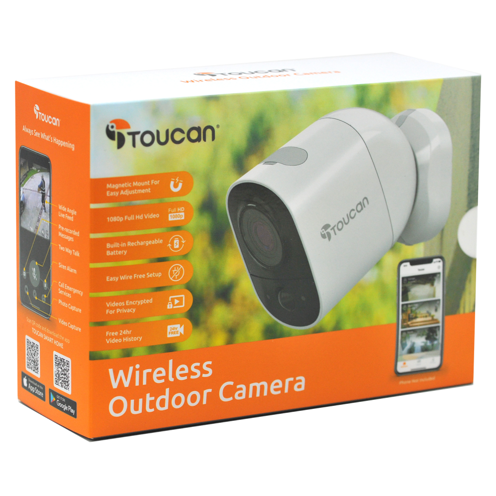 Toucan Wireless Outdoor/Indoor Battery Powered Security Camera 1080p by Toucan