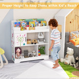 Kids Toy Storage Organizer with Book Shelf and Storage Cabinet-White