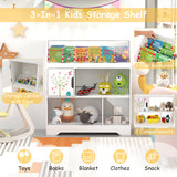 Kids Toy Storage Organizer with Book Shelf and Storage Cabinet-White