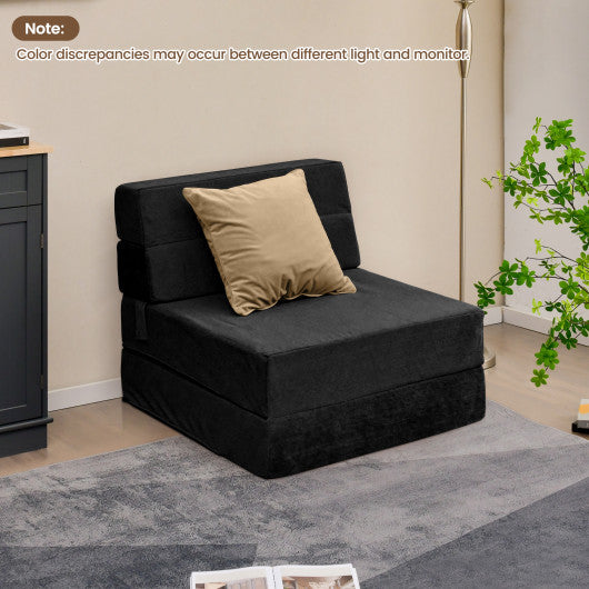 Tri-fold Folding Sleeper Sofa Bed for Living Room Bedroom-Black