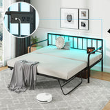 Twin Daybed with Charging Station and LED Lights-Black