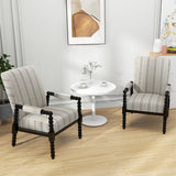 Upholstered Accent Chair with Rubber Wood Frame for Living Room-Beige
