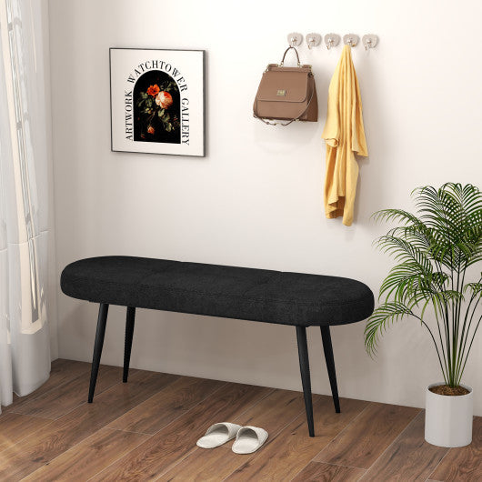 47" Upholstered Entryway Bench with Heavy-duty Metal Frame-Black