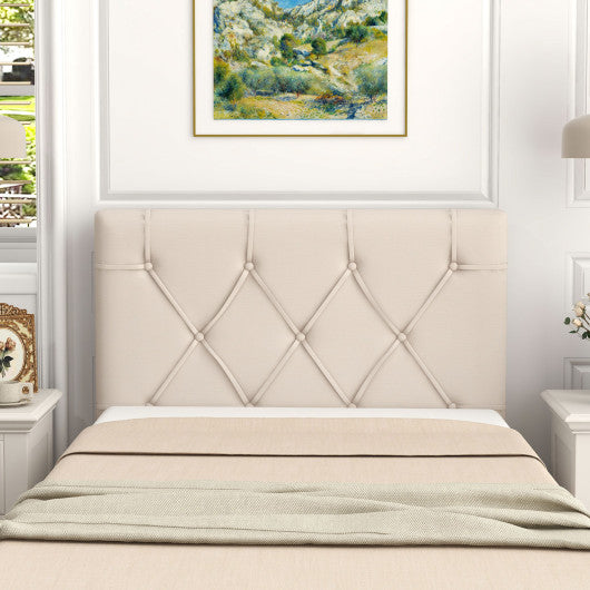 Upholstered Headboard for Twin Size Bed with Fabric Upholstery-Beige