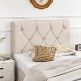 Upholstered Headboard for Twin Size Bed with Fabric Upholstery-Beige