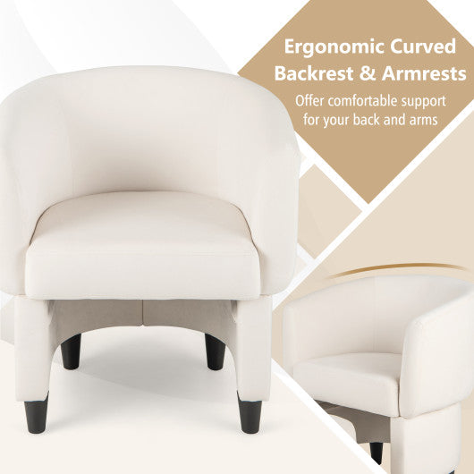 Upholstered Velvet Barrel Chair with Ottoman-Beige