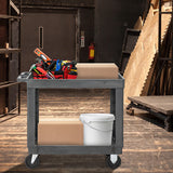 2-Tier Utility Cart with 550 LBS Max Load and Storage Handle-Gray