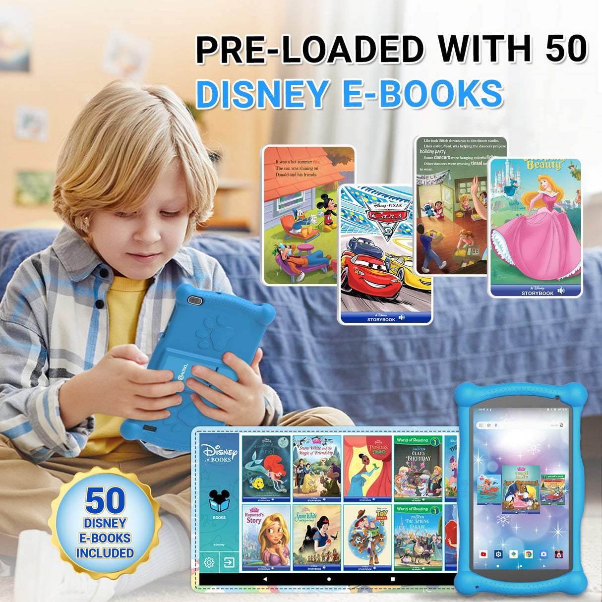 Contixo V10 Kids HD & Bluetooth 7" Tablet - 50 Disney eBooks, Kickstand & Stylus Included by Contixo