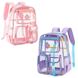 JoyBox Large Clear Backpack, Heavy Duty PVC Transparent Bookbag, Perfect for School, Work, Travel, Stadium Approved by Contixo