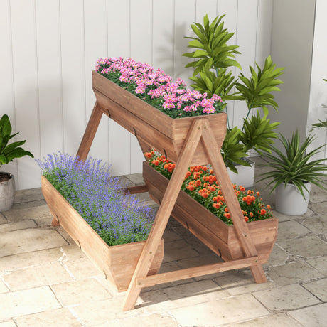 Vertical Raised Garden bed with 3 Wooden Planter Boxes-L
