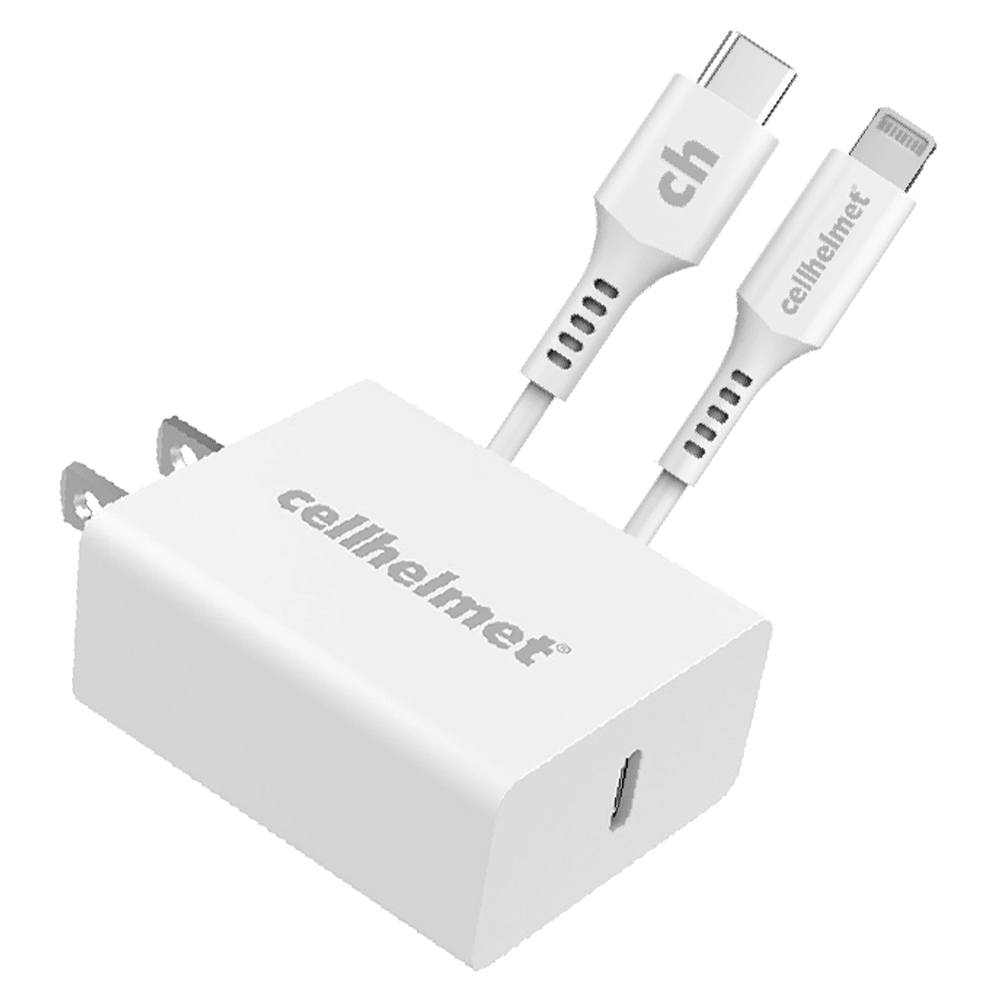 Cellhelmet PD USB C Wall Charger 20W and USB C to Apple Lightning Cable 3ft by Cellhelmet