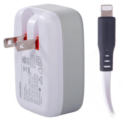 Ventev 30W Wall Charger and USB C to Apple Lightning Cable by Ventev