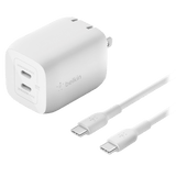 Belkin 65W Dual USB C GaN Wall Charger with PPS and USB C to USB C Cable by Belkin