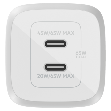 Belkin 65W Dual USB C GaN Wall Charger with PPS and USB C to USB C Cable by Belkin