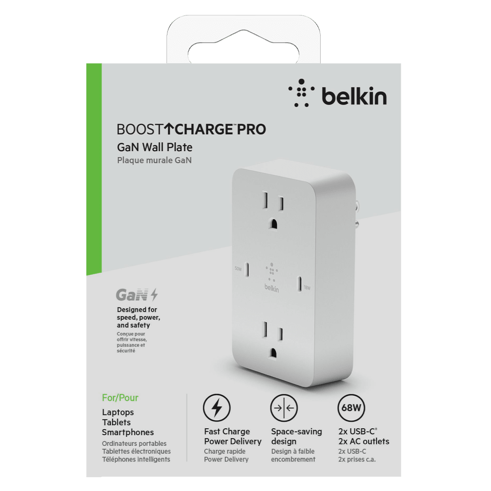 Belkin BoostCharge GaN USB C Wall Plate 68W by Belkin