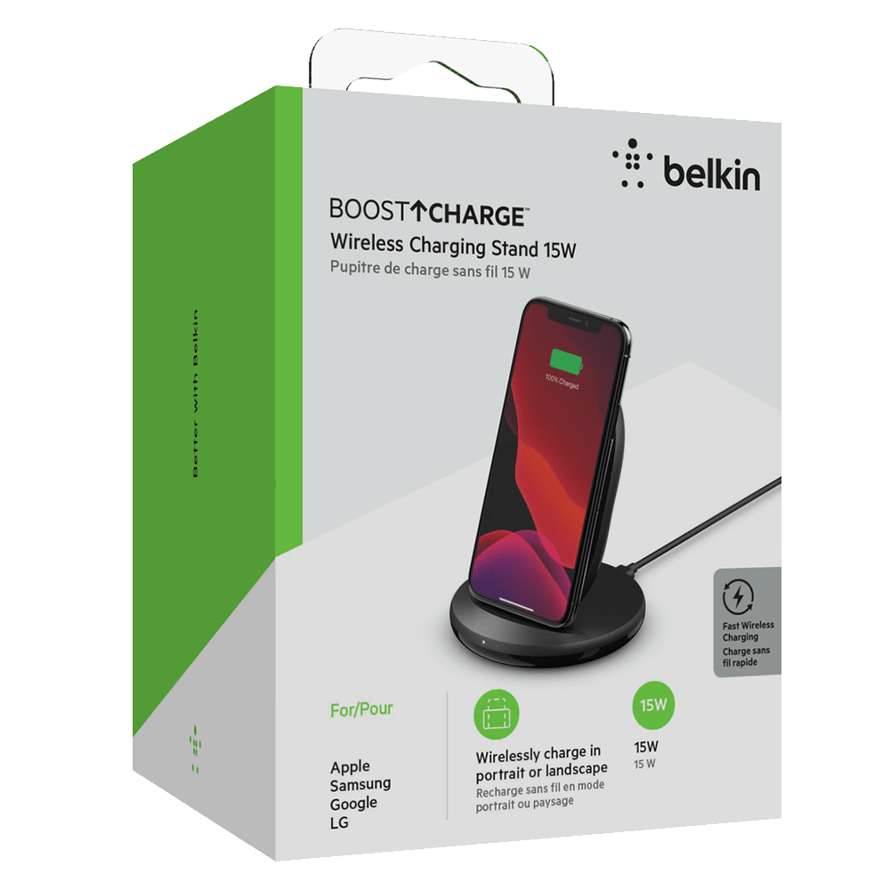 Belkin Boost Charge Wireless Charging Stand 15W and QC 3.0 Wall Charger 24W by Belkin