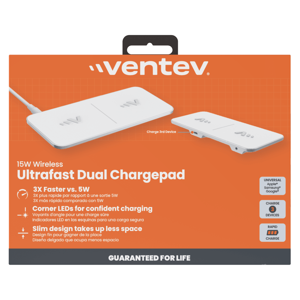 Ventev Dual Wireless Chargepad 15W by Ventev