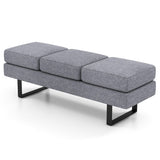 Waiting Room Bench Seating Long Bench with Metal Frame Leg-Gray