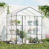 Walk-in Greenhouse with 4 Tiers 8 Shelves PVC Cover Roll-up Zippered Door