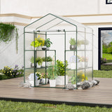 Walk-in Greenhouse with 4 Tiers 8 Shelves PVC Cover Roll-up Zippered Door