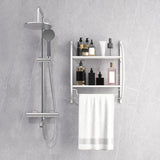 Wall Mounted 2-Tier Bathroom Towel Rack with 2 Towel Bars-White