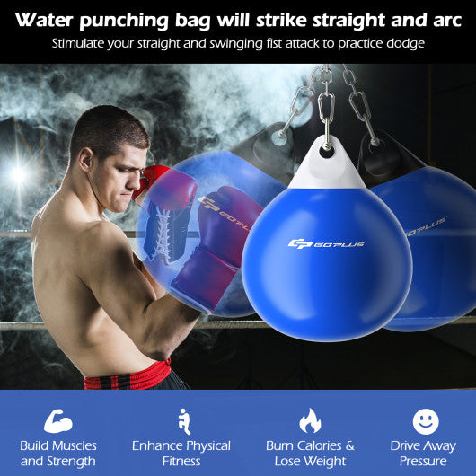 21 Inch Water Punching Bag with Adjustable Metal Chain-Blue