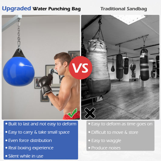 21 Inch Water Punching Bag with Adjustable Metal Chain-Blue