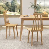 Windsor Dining Chairs Set of 2 with High Spindle Back and Natural Rubber Wood Legs for Dining Room Living Room-Natural