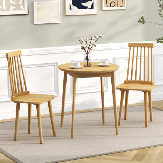 Windsor Dining Chairs Set of 2 with High Spindle Back and Natural Rubber Wood Legs for Dining Room Living Room-Natural