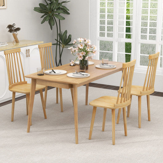 Windsor Dining Chairs Set of 2 with High Spindle Back and Natural Rubber Wood Legs for Dining Room Living Room-Natural