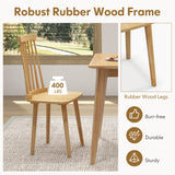 Windsor Dining Chairs Set of 2 with High Spindle Back and Natural Rubber Wood Legs for Dining Room Living Room-Natural