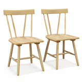 Windsor Style Armless Chairs with Solid Rubber Wood Frame-Natural