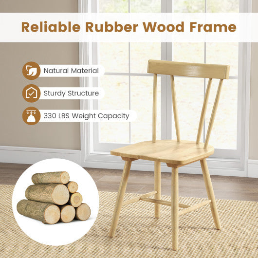 Windsor Style Armless Chairs with Solid Rubber Wood Frame-Natural