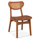 Wooden Dining Chair Set of 2 with Breathable Mesh Cane Backrest-Walnut