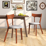 Wooden Dining Chair Set of 2 with Rubber Wood Legs and Padded Seat Cushion