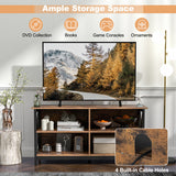 Wooden TV Stand Entertainment for TVs up to 55 Inch with X-Shaped Frame-Rustic Brown