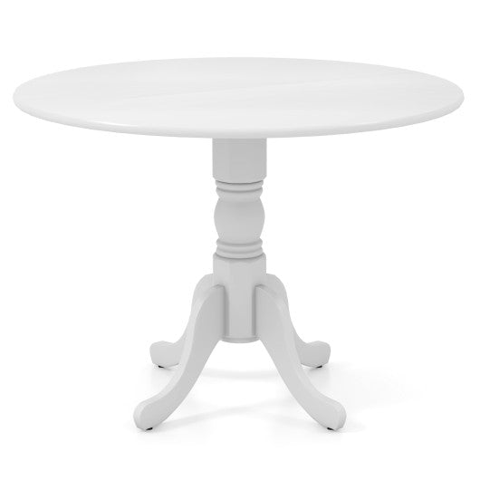 Wooden Dining Table with Round Tabletop and Curved Trestle Legs-White