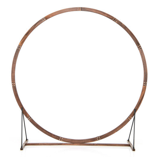 Wooden Wedding Arch Solid Wood Arbor Backdrop Stand for Wedding Ceremony-Round