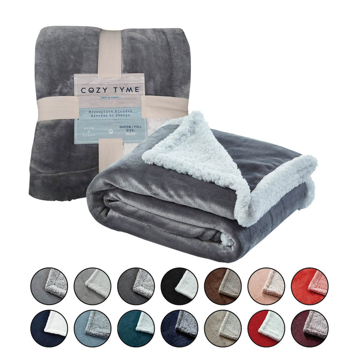 Zakary Flannel Reversible Heathered Sherpa Throw Blanket