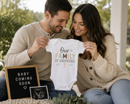 Our Family Is Growing - Baby Announcement Bodysuit