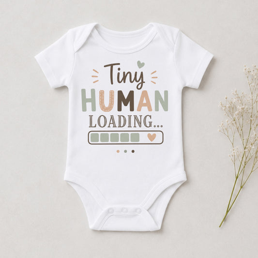 Tiny Human Loading - Baby Announcement Bodysuit