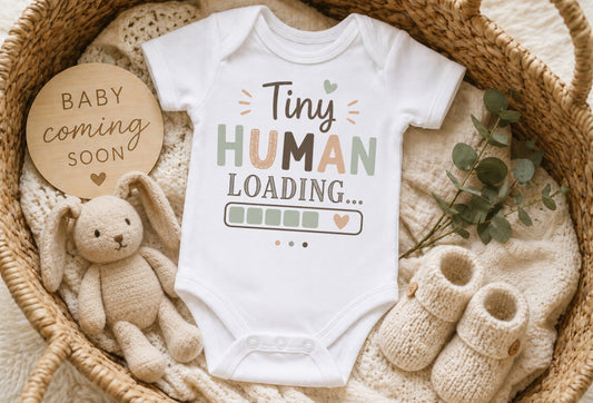 Tiny Human Loading - Baby Announcement Bodysuit