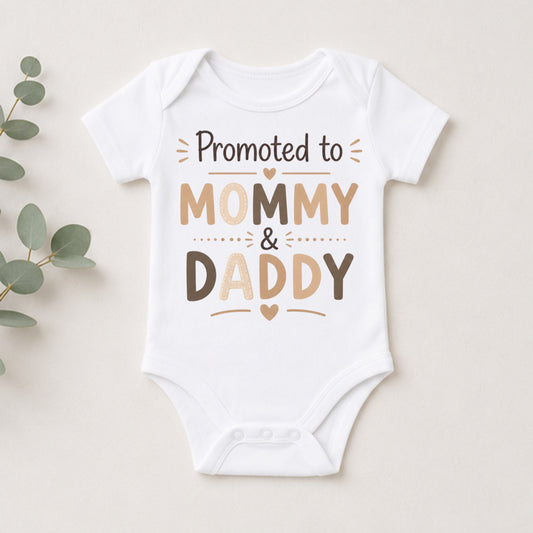 Promoted to Mommy and Daddy - Baby Announcement Bodysuit