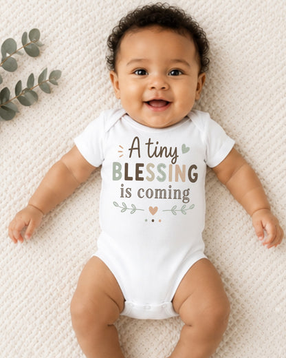 A Tiny Blessing Is Coming - Baby Announcement Bodysuit