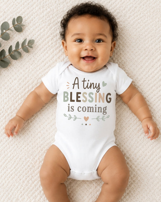 A Tiny Blessing Is Coming - Baby Announcement Bodysuit