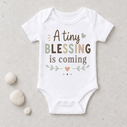 A Tiny Blessing Is Coming - Baby Announcement Bodysuit