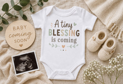 A Tiny Blessing Is Coming - Baby Announcement Bodysuit