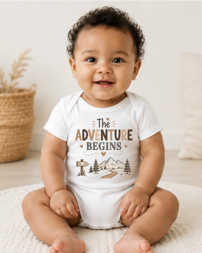The Adventure Begins - Baby Announcement Bodysuit